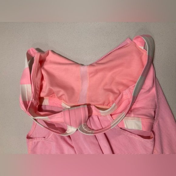 LULULEMON Rest Less built in bra tank top pink and white cinch bottom - Picture 7 of 10